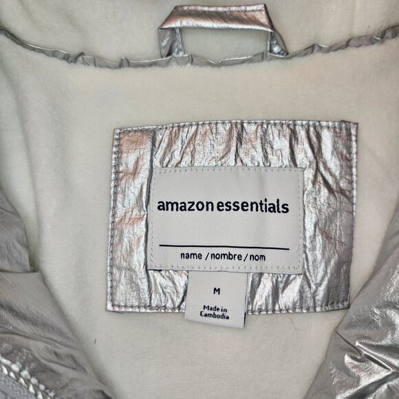 Amazon Essentials Kids Heavyweight Hooded Puffer Jacket Size Med Metallic Silver - Picture 3 of 7